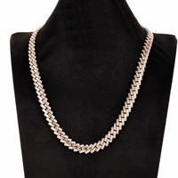 Ensemble de bijoux Moissanite Style Hip Hop plaqué rhodium/or/platine collier ras du cou technologie d'incrustation de griffes bijoux plaqués argent
