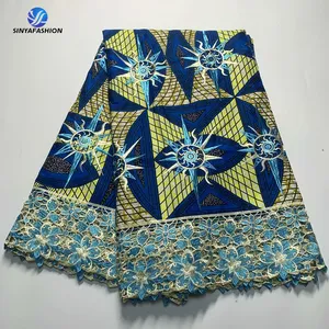 Ankara African Guipure Lace Fabric Wax High Quality Wax Lace Fabrics For Women Wax Lace For Ceremonial Dress