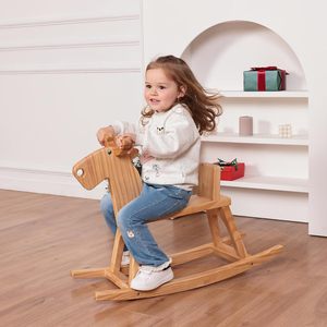 Caballito Mecedor Moderno de Madera Maciza para Niños, Juguete Montable para Bebés, Uso en Dormitorio Infantil, Respaldo de Reno, Ecológico, Regalo de Cumpleaños - Product Image 4
