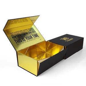 Custom Luxury Magnetic Gift Box Packaging Matte Rigid Paper Cardboard Black and Gold Foldable Packaging Box - Product Image 1