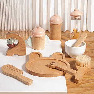 Ensemble de thé de cuisine en bois pour bébé poupée | pour poupées et animaux en peluche de 3 ans et plus avec un sac en coton pour le <span class=keywords><strong>rangement</strong></span> - Product Image 1