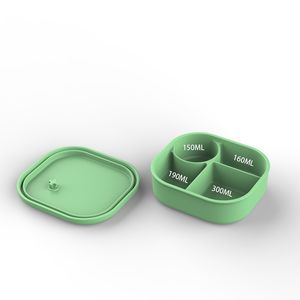Boîte à lunch bento en silicone de qualité alimentaire, anti-fuite, anti-déversement, avec 4 compartiments, pour enfants, école et pique-nique - Product Image 5