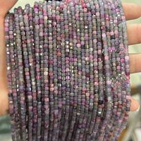 Nouvelles perles carrées facettées en œil de tigre naturel de 3 mm, perles de pierre précieuse rubis, pierre de guérison pour la fabrication de bijoux DIY, brin complet