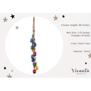 Carillons éoliens 10 cloches faits à la main corde de jute grappe de cloche de vache vintage pour décor intérieur/extérieur cloches en métal Shabby Chic Noël - Product Image 6