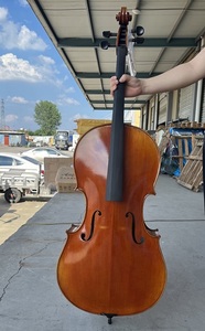 Cello professionnel Sinomusik avec étiquette personnalisée, son de qualité, instrument à cordes, peint à la main à l'huile, érable flammé rouge brun, table en épicéa sculptée - Product Image 4
