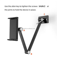 Nouveau bras de montage mural pour tablette de cuisine en aluminium pliant support de téléphone portable pour tablette réglable pour iPad Pro 12.9