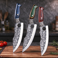 Couteau de cuisine haut de gamme forgé à la main, manche en bois coloré, tranchant, vente en gros, approvisionnement en vrac pour usines