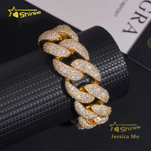 Nombre personalizado de bloqueo 24mm Big Guy Color oro rapero Hip Hop joyería FL Moissanite Iced Out S925 plata Miami cubano pulsera con GRA - Product Image 6