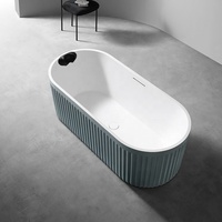 Baignoire Spa Ovale Autoportante en Acrylique avec Jets Hydromassants pour Salle de Bain et Hôtels
