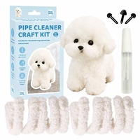 Kit de loisirs créatifs DIY pour chien mignon en écouvillons de chenille, avec poils de corail, fabrication OEM ODM pour enfants, jouet créatif