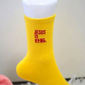 Unisex Cotton <b>Socks</b> with Custom Embroidered Text Logo Knitted Bachelorette Party <b>Gift</b> Digital Printing on Cuff - Product Image 4