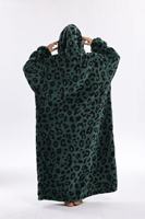 Peignoir à capuche doux pour la peau, grande taille, motif léopard vert, poche avant en forme de pomme, idéal pour le spa et les moments de détente