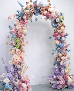 Fournitures de décoration de jardin pour mariage, fleurs suspendues de couleur blanche fausse lavande, rangée de fleurs pour l'extérieur, porte d'entrée en arc de fête