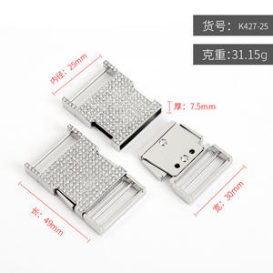 Hebilla deslizante de aleación de zinc plateada con diamantes de imitación para cinturones - Product Image 4