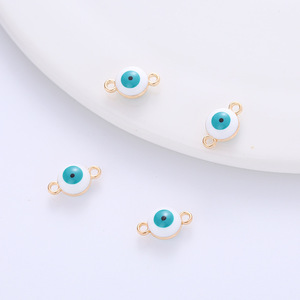 Breloques coquillages mignonnes en forme d'œil rond à double trou, style Evil Eye, pour la fabrication de colliers, accessoires de pendentifs pour fêtes d'Halloween - Product Image 6
