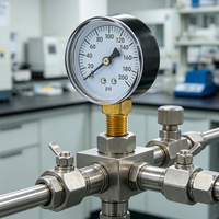Single Scale Bourdon Tube Pressure Gauge Iron Housing Brass Connections 0-200psi Range 1.6% Accuracy for Air Compressor