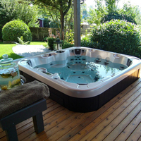 Bain à remous intelligent autoportant pour 5 personnes avec pierre artificielle, spa hydromassant 3 places pour jardin et terrasse