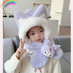 ชุดหมวกและผ้าพันคอตุ๊กตาการ์ตูนสำหรับเด็กฤดูหนาวอุ่นๆ ป้องกันคอพร้อมหูหมี สีบานเย็น ชุด 2 ชิ้น - Product Image 4