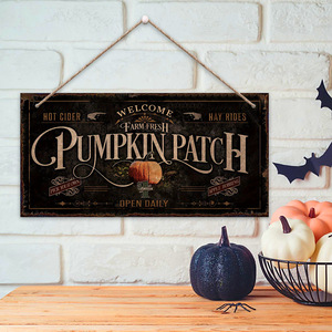 En stock : Décoration d'Halloween, étiquette suspendue en bois en forme de citrouille, étiquette suspendue pour la récolte de Thanksgiving, décoration d'intérieur, panneau de porte en bois. - Product Image 2