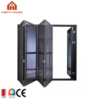 Puerta Corredera Plegable de Diseño Francés Moderno, Resistente para Exteriores, con Doble Acristalamiento de Aluminio, Efectiva contra Huracanes, para el Hogar