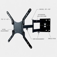 Support mural pour téléviseur DMP NPLB136M-SW Slim Full Motion, support articulé pour moniteur, 400 x 400 VESA, 23-55 pouces, noir