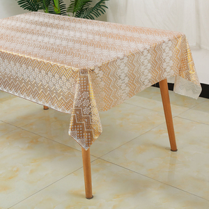 Manteles <span class=keywords><strong>de</strong></span> PVC Modernos con Diseño Floral Estampado, Jacquard, Sin Fin, Recubiertos en Oro, Impermeables, Desechables, Rectangulares, para Fiestas en Casa - Product Image 1