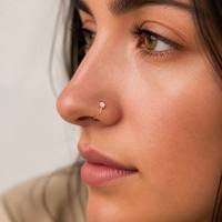 Cincin Hidung Model Hati Bintang CZ Baja Tahan Karat 316L Berlapis Emas, Dapat Disesuaikan, Gaya Punk, Perhiasan Tindik Septum India, Unisex