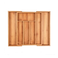 7 compartiments plateau à couverts en bois de bambou extensible porte-ustensiles de cuisine en bambou