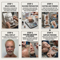 Masque de costume réaliste pour le visage humain, avec texture de peau réaliste, couvre-tête complet pour fête, cosplay, masque en silicone réaliste