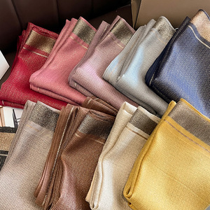 Hot Sale Fashion Custom Designer Golden Shiny <strong>Scarves</strong> for <strong>Women</strong> Luxury Brand Thread Long Imitated <strong>Silk</strong> <strong>Scarf</strong> Shawls - Product Image 2