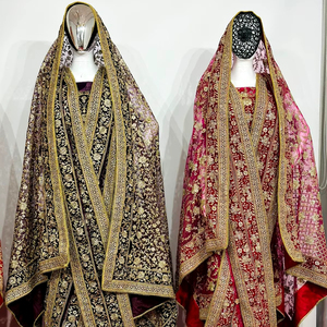 Luxueux Khada Dupatta pleine longueur pour adultes Velours exquis avec pierre Jarkan complète et travail lourd complexe - Product Image 1