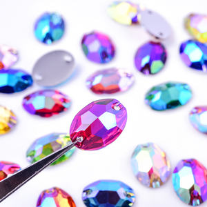 Bobohoo พลอยเทียมทรงรีสำหรับทำชุดเดรสตัวหนีบผมคริสตัลพลอยเทียมเย็บติดแฟนซี - Product Image 2