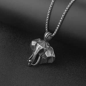 Collier en acier inoxydable plaqué antique, design personnalisé, nouveau, vente en gros, pendentif éléphant punk en acier inoxydable - Product Image 4