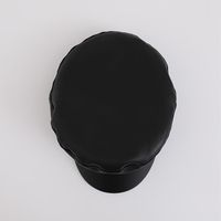 Nouveau béret pointu en cuir PU noir pour femme, style rétro marin, casquette octogonale tendance pour fille, automne-hiver