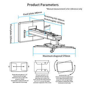 Support mural réglable pour projecteur laser à ultra courte focale <span class=keywords><strong>Cine</strong></span>, support de projecteur UST, capacité de charge de 30 kg, modèle Z154 - Product Image 6