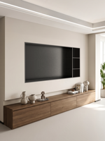 Niche TV moderne en acier inoxydable noir mat avec éclairage LED, niche murale encastrée pour la décoration et l'affichage dans le salon