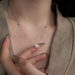 Dylam Classic Design Fine Fashion S925 Silver Link Chain Square 5A Cubic Zircon Pendant Necklace for <b>Gifts</b> Daily Wear Jewel - Product Image 3