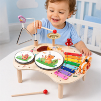 Table d'instruments de musique en bois 8 en 1, station musicale Montessori, xylophone, tambour, jouet éducatif précoce pour enfants et tout-petits