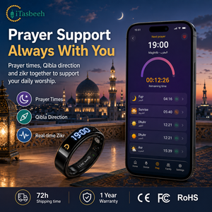 Stainless Steel <b>Electronic</b> Tasbeeh Zikr Counter Ring with OLED Display Qibla Direction Finder for Muslim Worship - Product Image 1