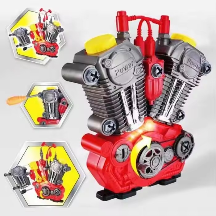 Motorcycle Toy Boy Play Set With Light Sound DIY Assembly Mechanic Kit Kids Educational Toy Gifts