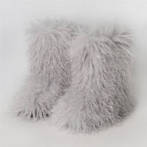 Stivali di pelliccia mongolia da <span class=keywords><strong>donna</strong></span> alla moda stivali da neve in pelliccia di orsacchiotto soffice lana sintetica calda Y2K <span class=keywords><strong>scarpe</strong></span> invernali in peluche <span class=keywords><strong>scarpe</strong></span> calde - Product Image 3