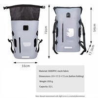Sac à dos de sport imperméable à grande capacité pour l'extérieur, à double bandoulière, avec fermeture à enroulement, léger, pliable, portable, 30L