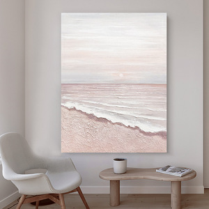 Pintura al óleo pintada a mano, cuadro rectangular impresionista con escena de playa, arte en lienzo para sala de estar, sofá, decoración de pared de fondo - Product Image 3