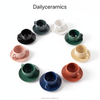 Tasse à café et soucoupe en céramique peinte à la main, forme irrégulière, motif fleur, nuage, carreaux, en porcelaine, pour la maison, le café, le thé de l'après-midi