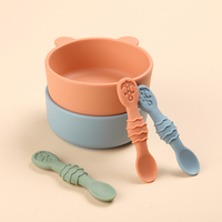 Ensemble de cuillères et fourchettes à mâcher en silicone pour bébés et tout-petits Ensemble de cuillères et fourchettes de sevrage en silicone Ensemble de couverts en silicone