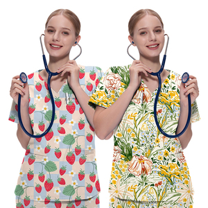 ชุดเครื่องแบบนักวิ่งขัดพยาบาลสำหรับผู้หญิงโรงพยาบาลพิมพ์ลายการ์ตูนนุ่มยืดหยุ่นเซ็กซี่แบบมีสไตล์ร้านเสริมสวย - Product Image 3