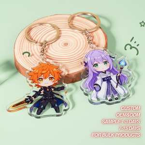 Custom Cute Promotional for Glitter logo Cartoon Anime Photo Laser-cut Acrylic Charm Supplier Keychain Waterproof