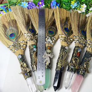 ไม้กวาดแม่มดฮวงจุ้ยลดราคาพิเศษ ทำจากคริสตัลควอตซ์ธรรมชาติแกะสลักด้วยมือ ใช้เป็นไม้กายสิทธิ์หรือไม้กวาด<span class=keywords><strong>แม่มด</strong></span>สำหรับตกแต่ง - Product Image 2