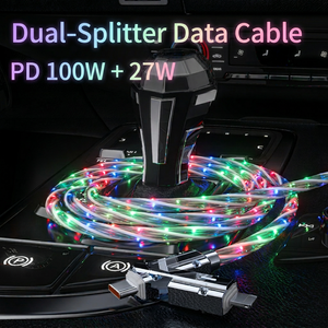 Cavo Dati USB 4 <span class=keywords><strong>in</strong></span> 1 Colorato con Luce LED per Ricarica Rapida Tipo <span class=keywords><strong>C</strong></span>, PD 100W 6A, Rivestimento <span class=keywords><strong>in</strong></span> PVC Intrecciato per Telefoni Android - Product Image 5
