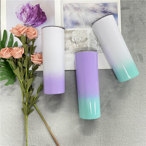 Tall Skinny Travel Cách Nhiệt Hai Màu Ombre Các Loại Màu 20Oz Cốc Nước Thăng Hoa Trống Với Nắp Và Ống Hút Chống Nước - Product Image 6